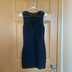Forever 21 Black Sheath Mini Dress transparent detail collar